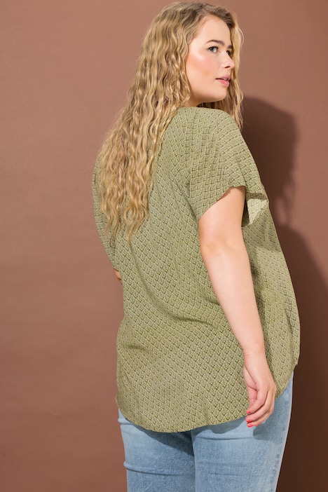 Blusenshirt, oversized, Minimal Print, V-Ausschnitt