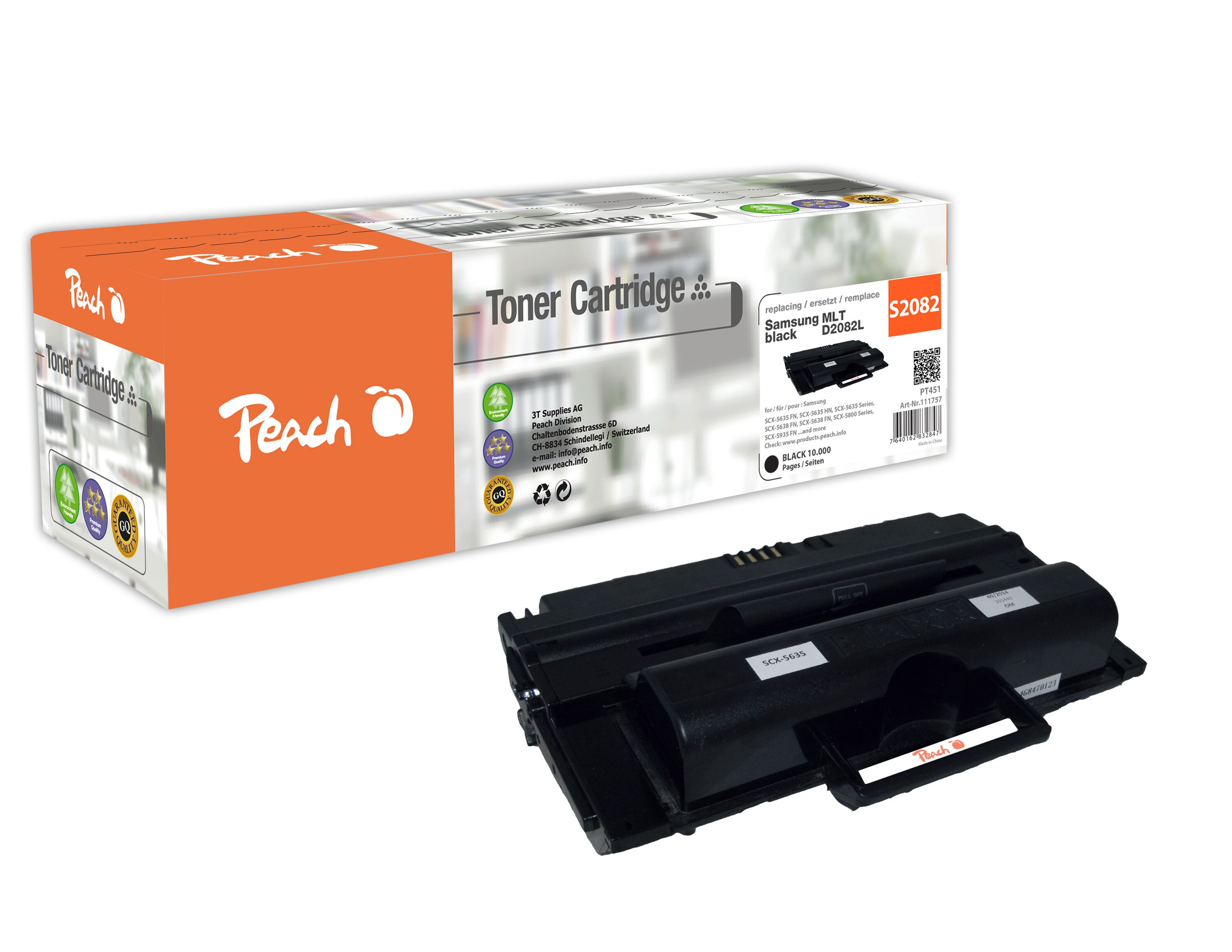 Peach S208Toner XL bk ersetzt Samsung MLT-D2082L für z.B. Samsung SCX -5635 FN, Samsung SCX -5635 HN, Samsung SCX -5638 FN, Samsung SCX -5800 (wiederaufbereitet)