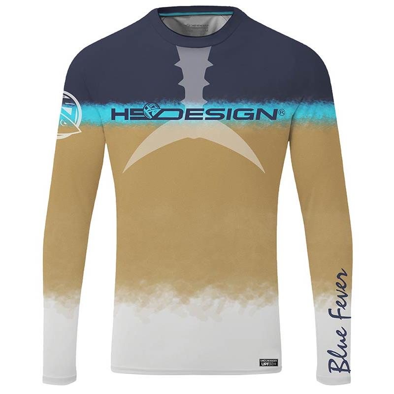Tee Shirt Manches Longues Homme Hot Spot Design Ocean Performance Tuna - Bleu/Gold