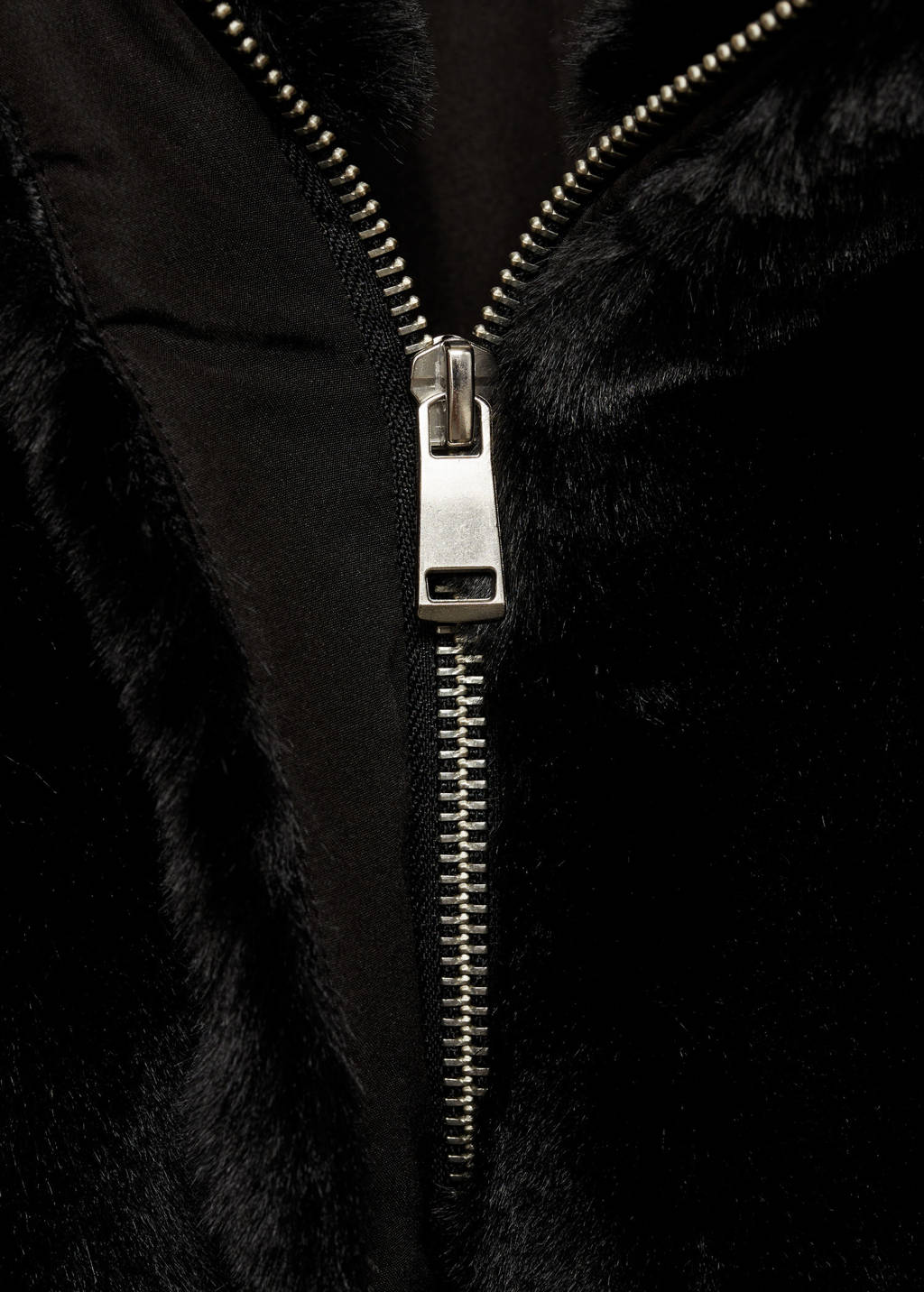 MANGO TEEN faux fur jas zwart
