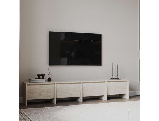 CONCEPT1 - Meuble TV Laris 180 travertin 180 x 35 x h40 cm