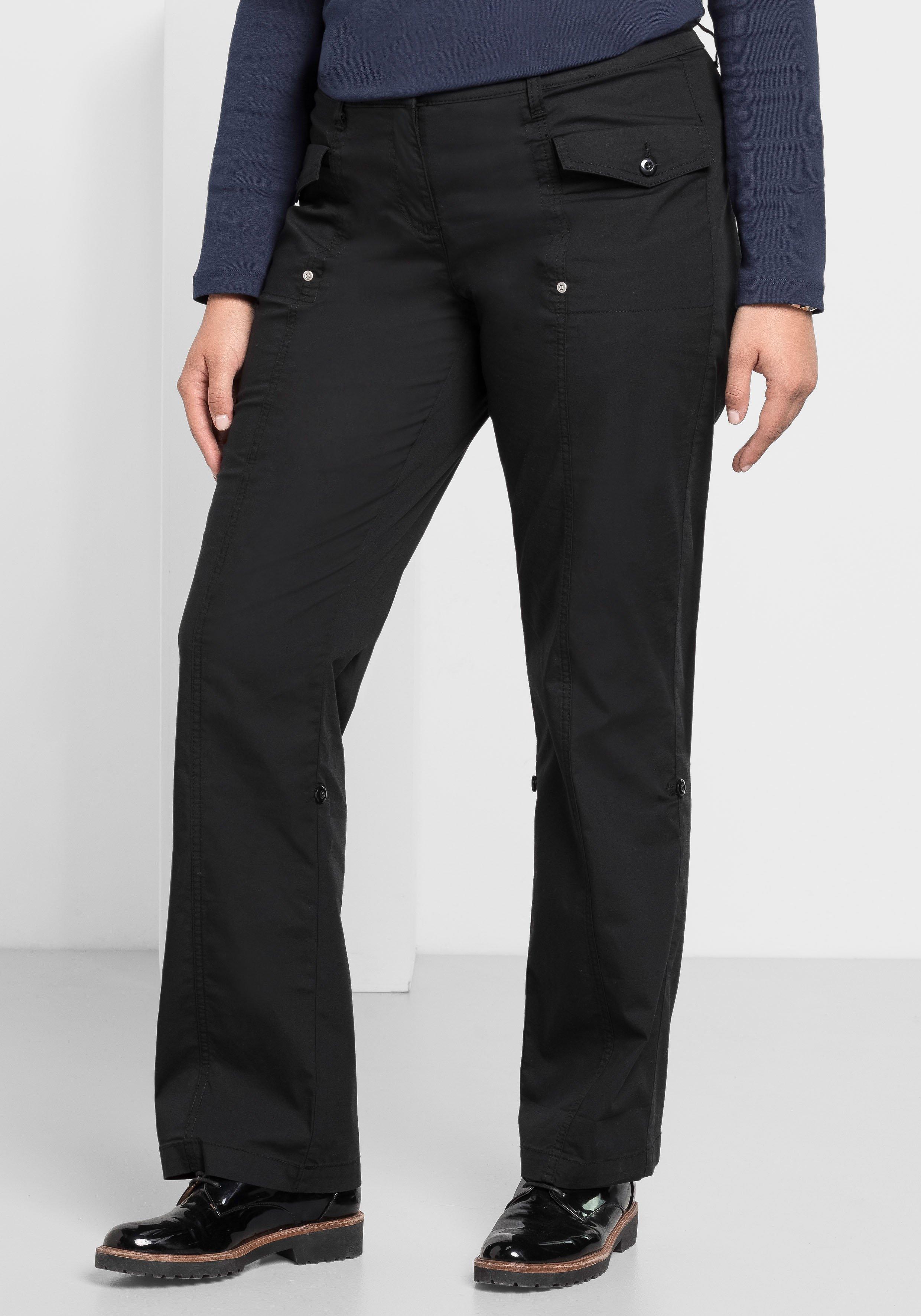 Gerade Hose mit Teilungsnähten und Krempelfunktion