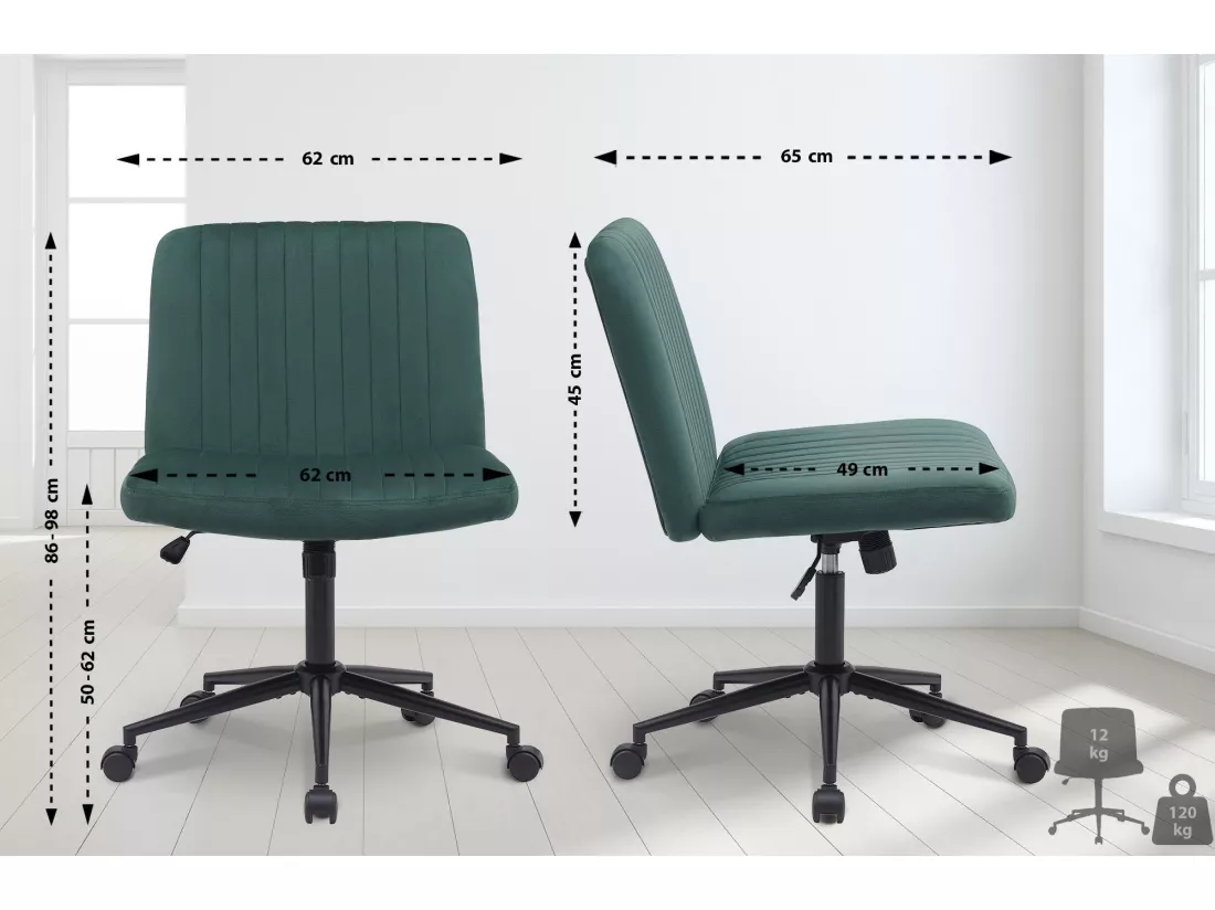 Chaise de bureau - Velours - Vert - Kingman