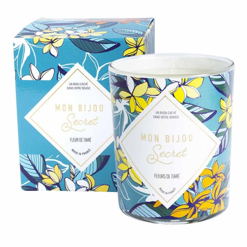 Bougie Bijou Collier doré - Parfum Fleur de tiaré - 40h