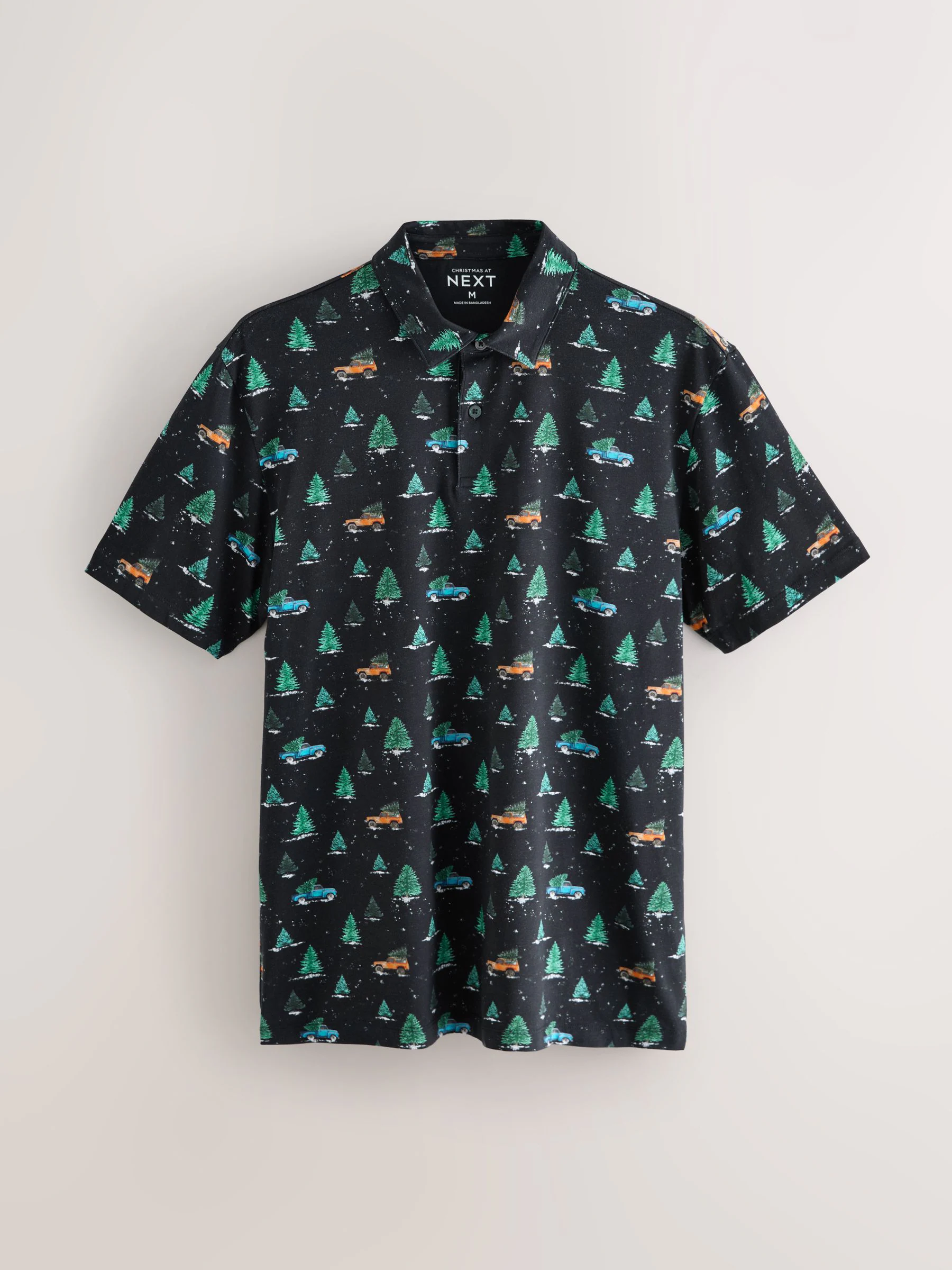 Antracietgrijs met autoprint - Kerstpoloshirt