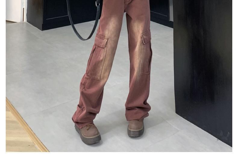 Kenning - Low Rise Washed Wide Leg Cargo Jeans