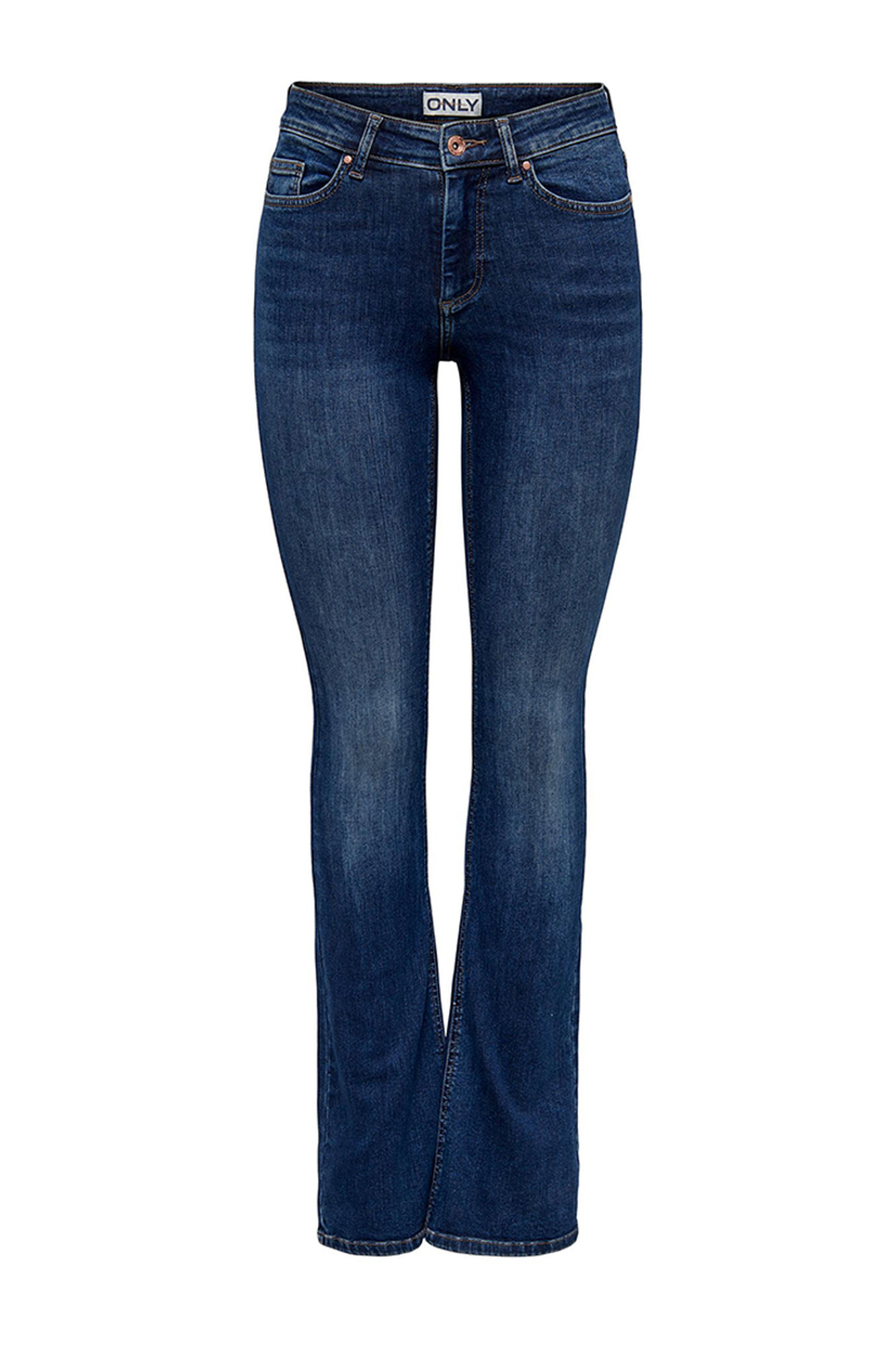 calças jeans flare de cintura média
