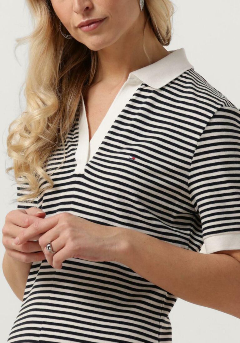 TOMMY HILFIGER blauw/wit gestreepte tommy hilfiger mini jurk f+f open plcktlycll polo dress