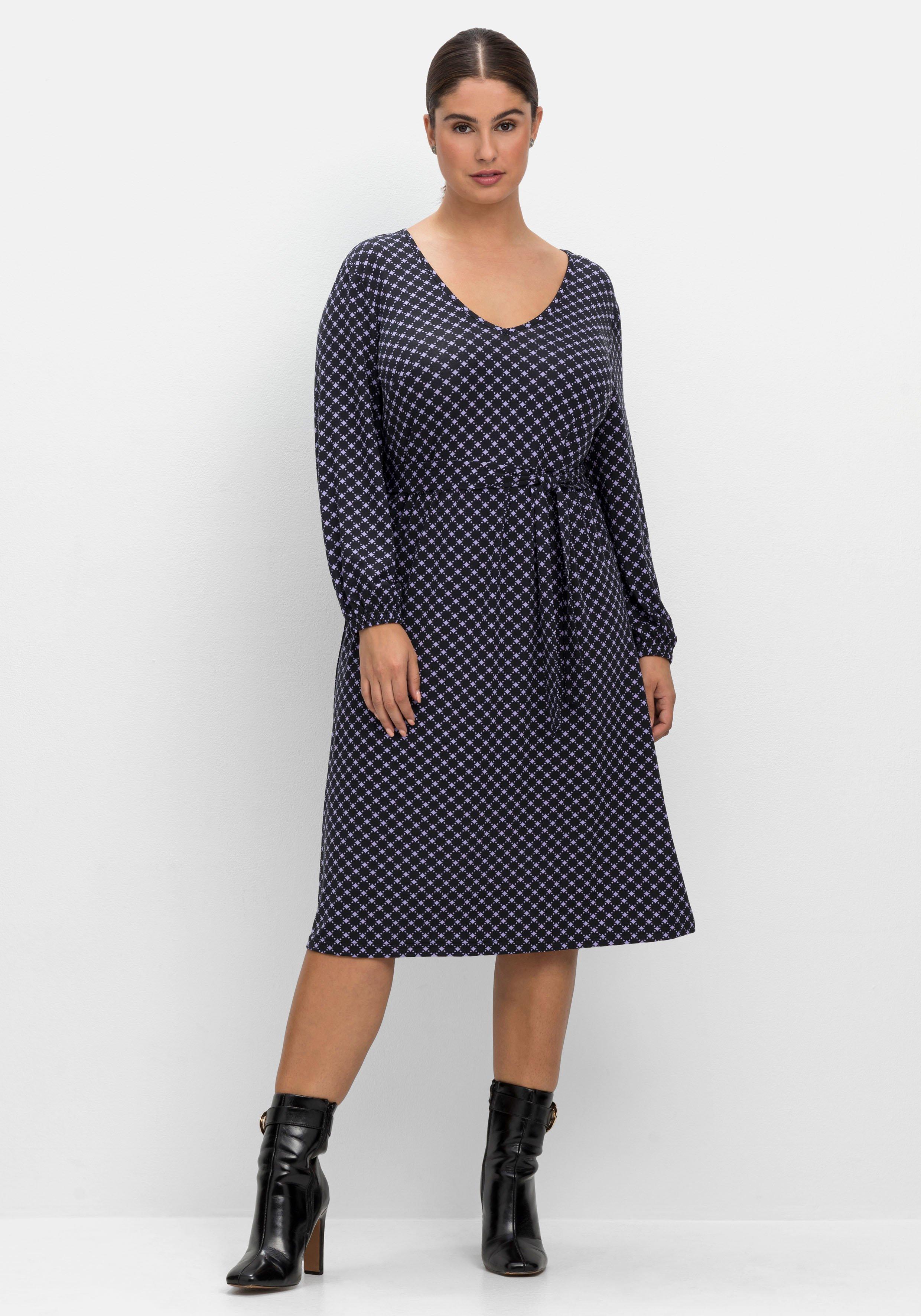 Jerseykleid mit 7/8-Ärmeln und Alloverprint