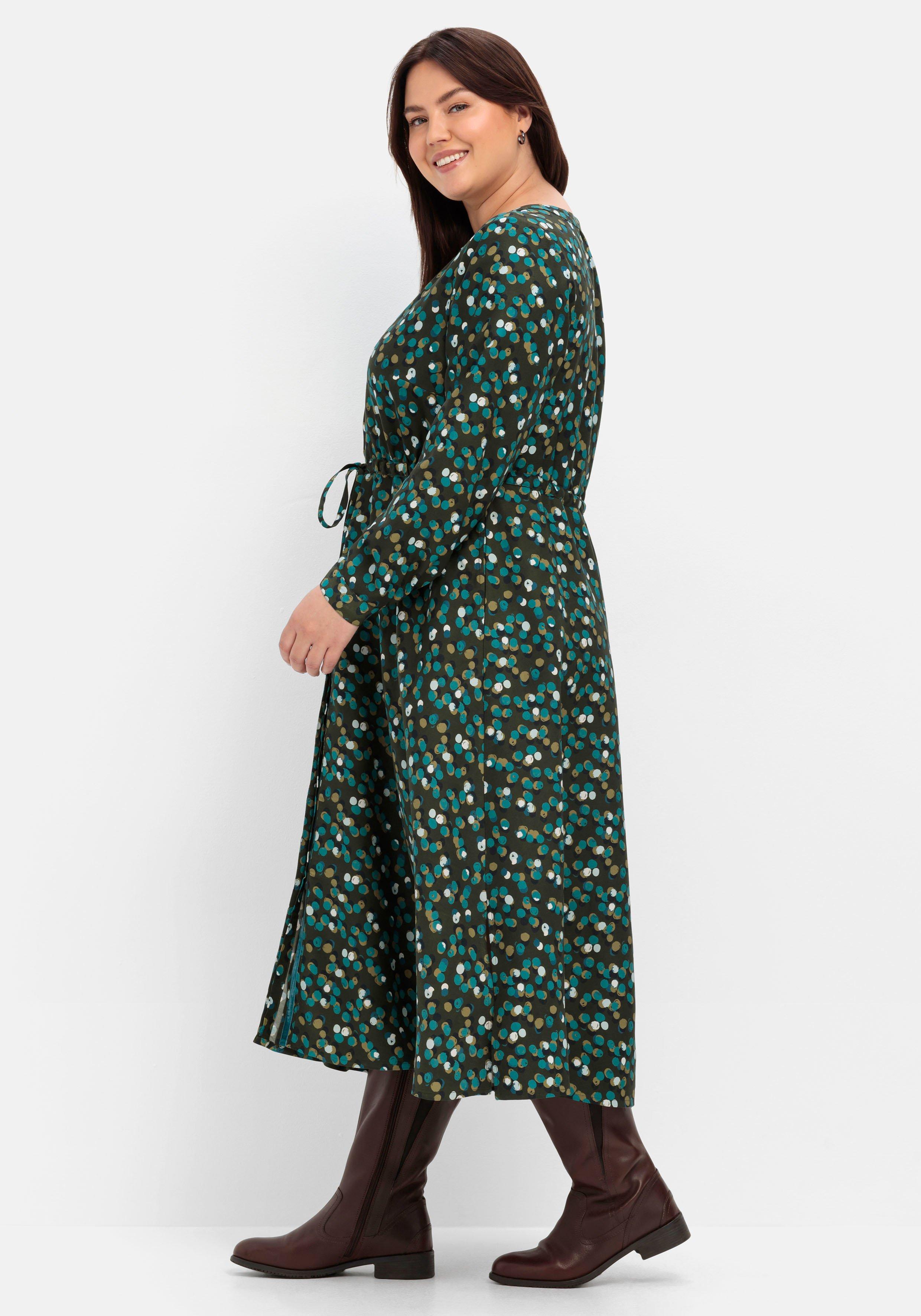 Midikleid mit Farbtupfen, weich fließende Qualität