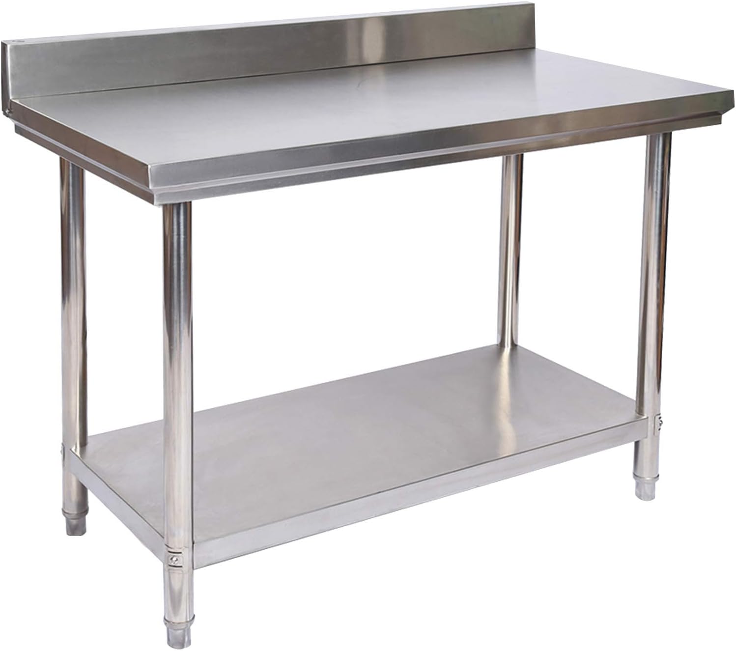 Wiltec Edelstahl Tisch Arbeitstisch Edelstahltisch mit Aufkantung 120x60x85cm für Gastro Küche Werkstatt Garten Keller mit höhenverstellbare Füßen