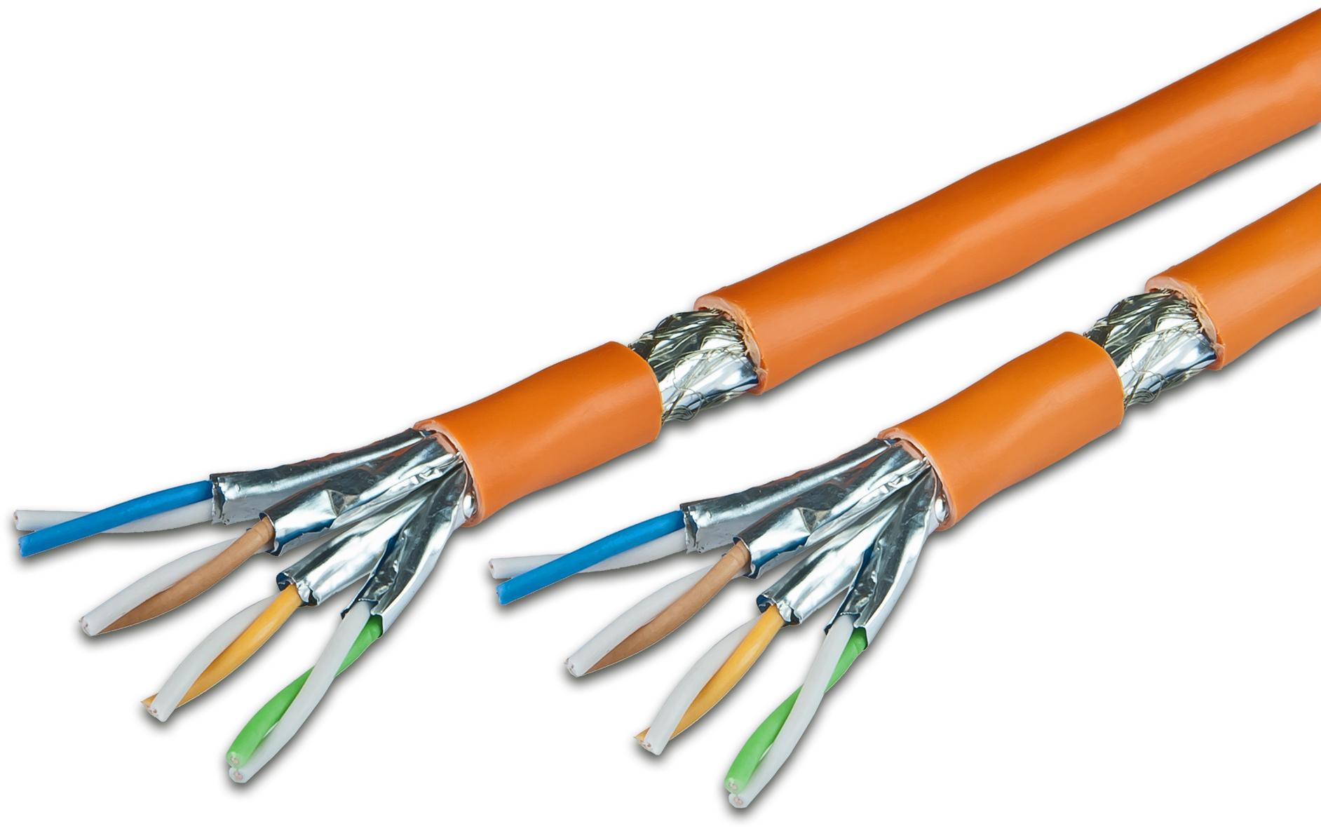Verlegekabel VKW SFTP K7 LSOH3 Cat 7, S/FTP, 500 m, Orange<br>KAT7 Verlegekabel, S/FTP, 1000MHz, LSOH3, Duplex, 500m
