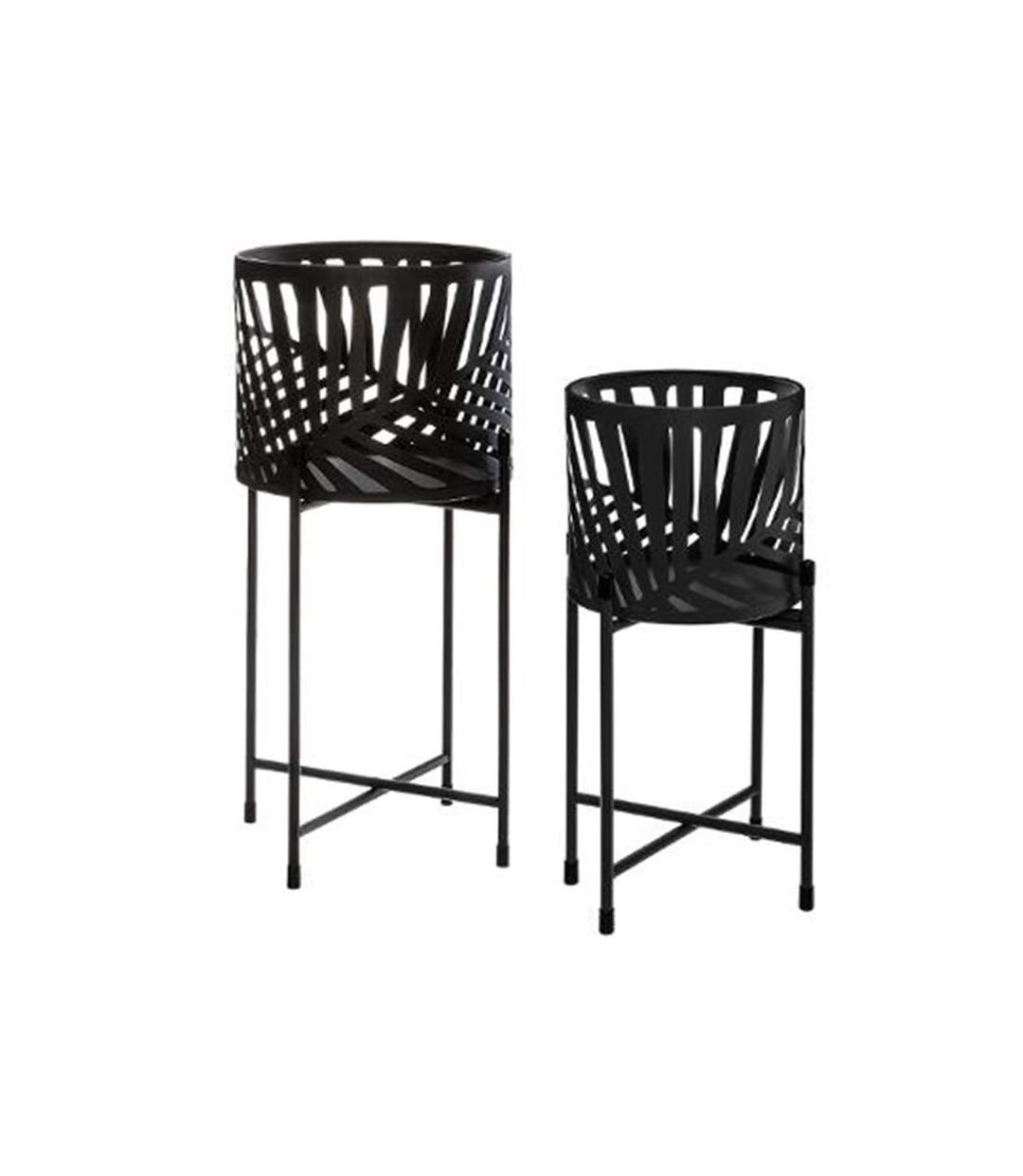 Lot de 2 Cache-Pots en Métal Leaf 54cm Noir