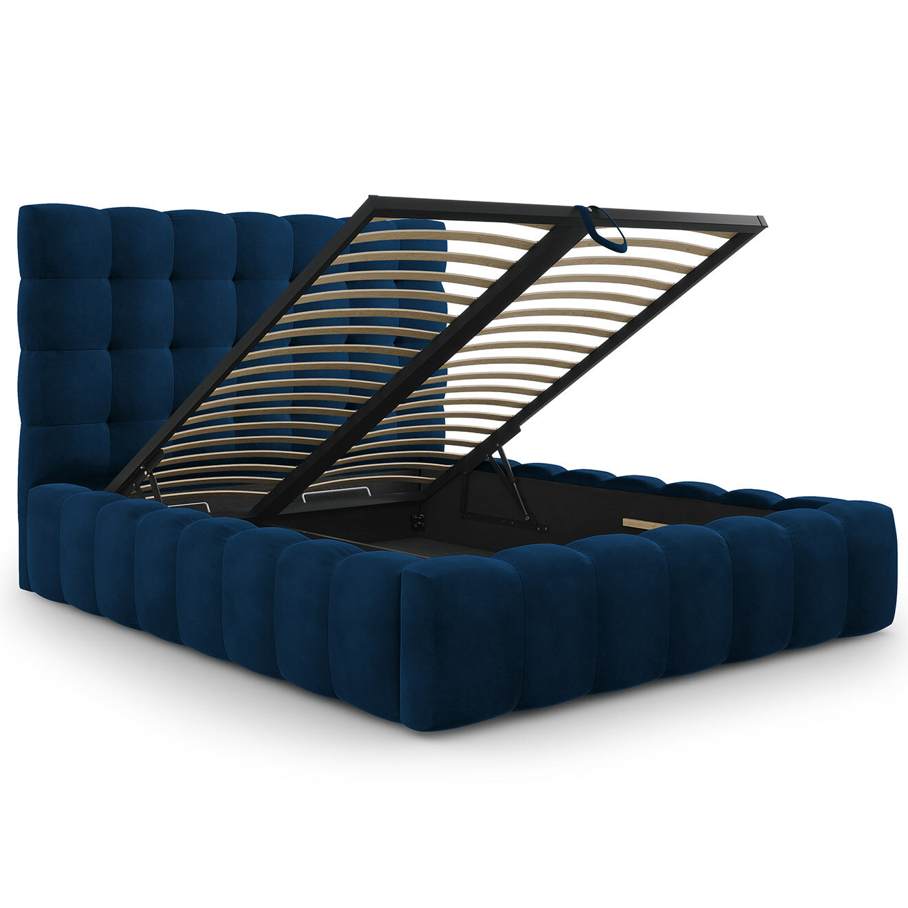 Cosmopolitan Design Lit avec coffre de rangement Bali Velours bleu roi - 140x200 cm