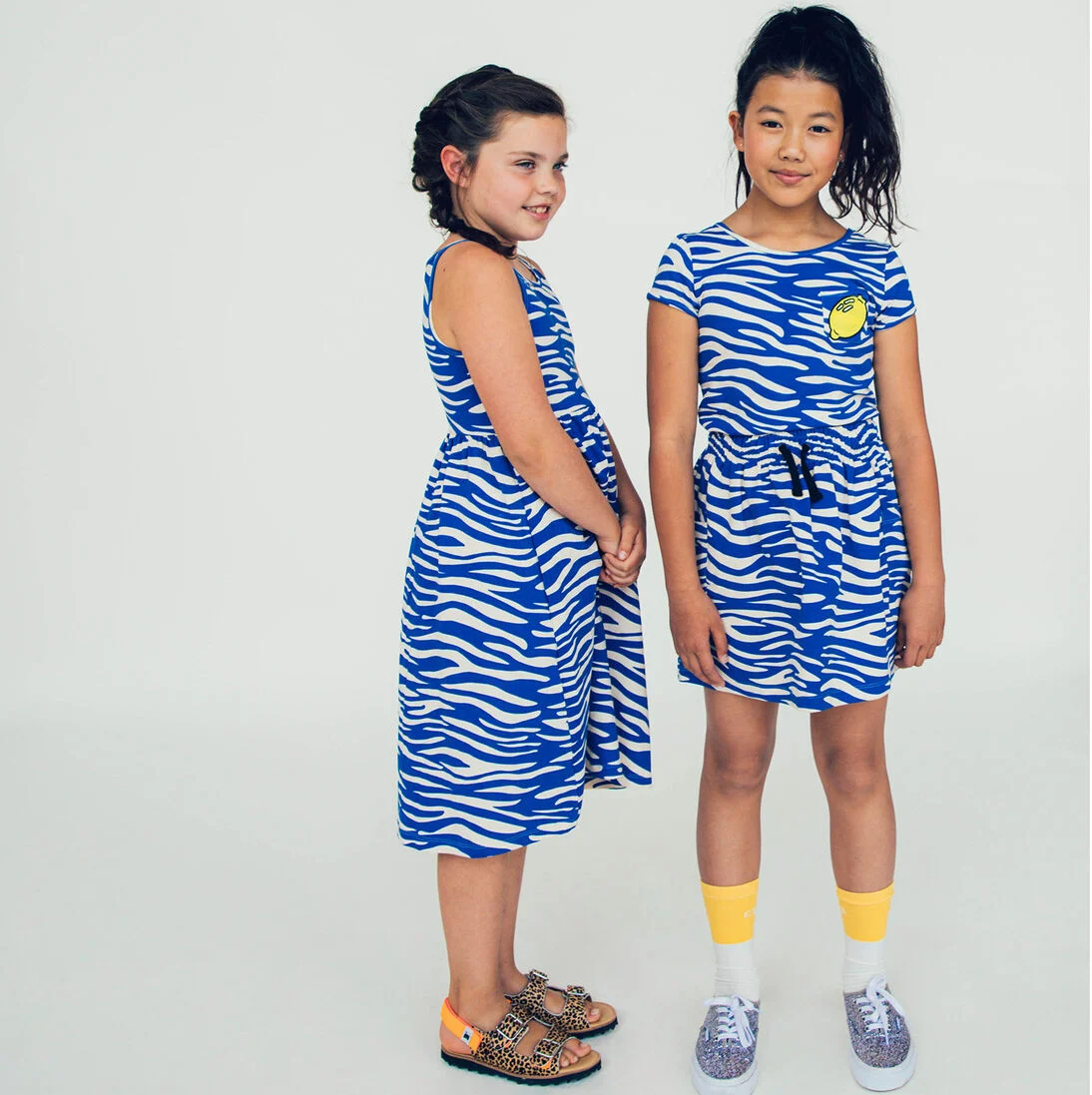 CARLIJNQ blauwe carlijnq midi jurk zebra - halter dress