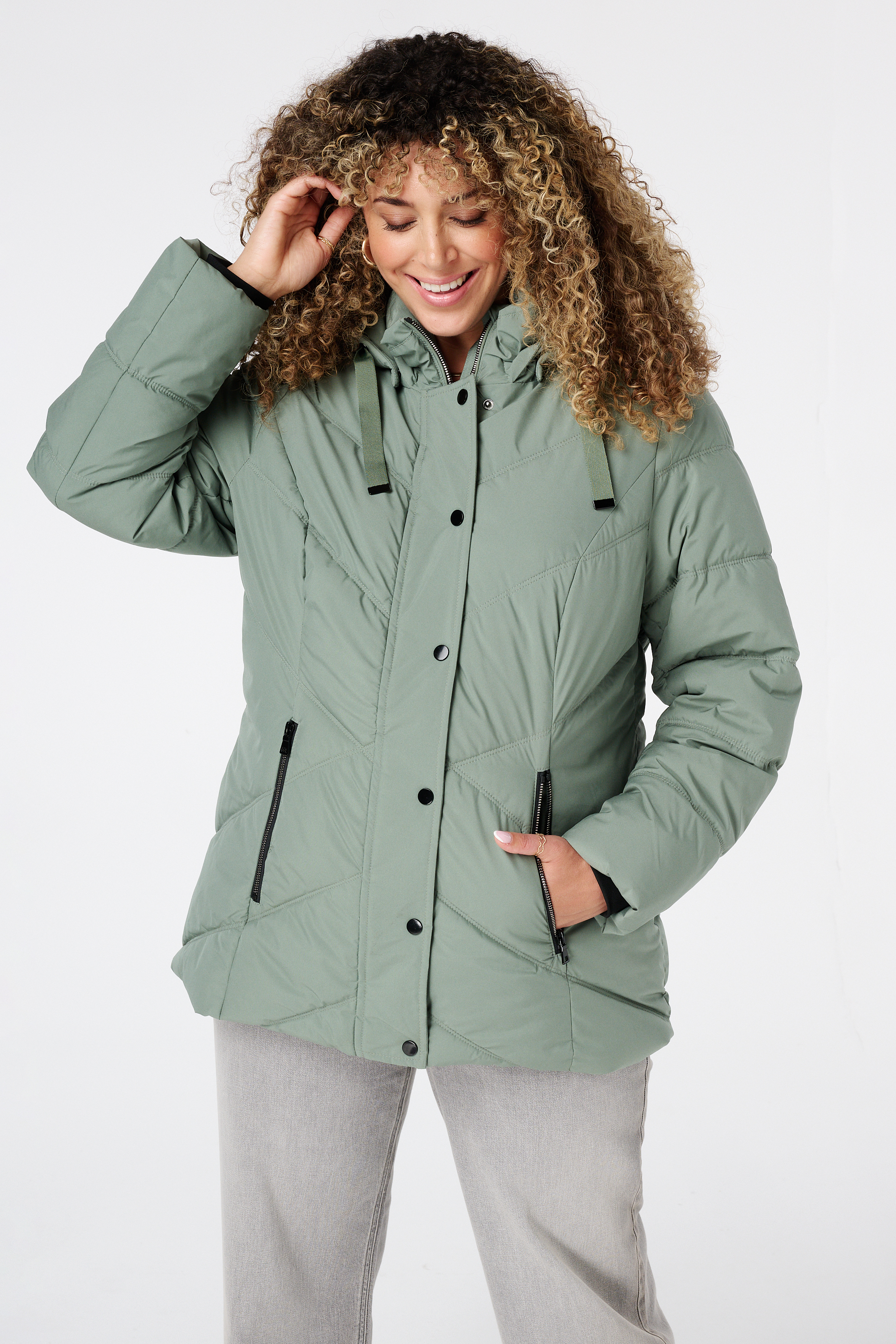 Gewatteerde jas met capuchon Mint