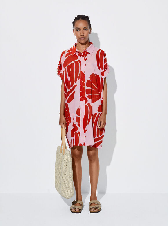 Vestido camisa estampado - Multicolorido
