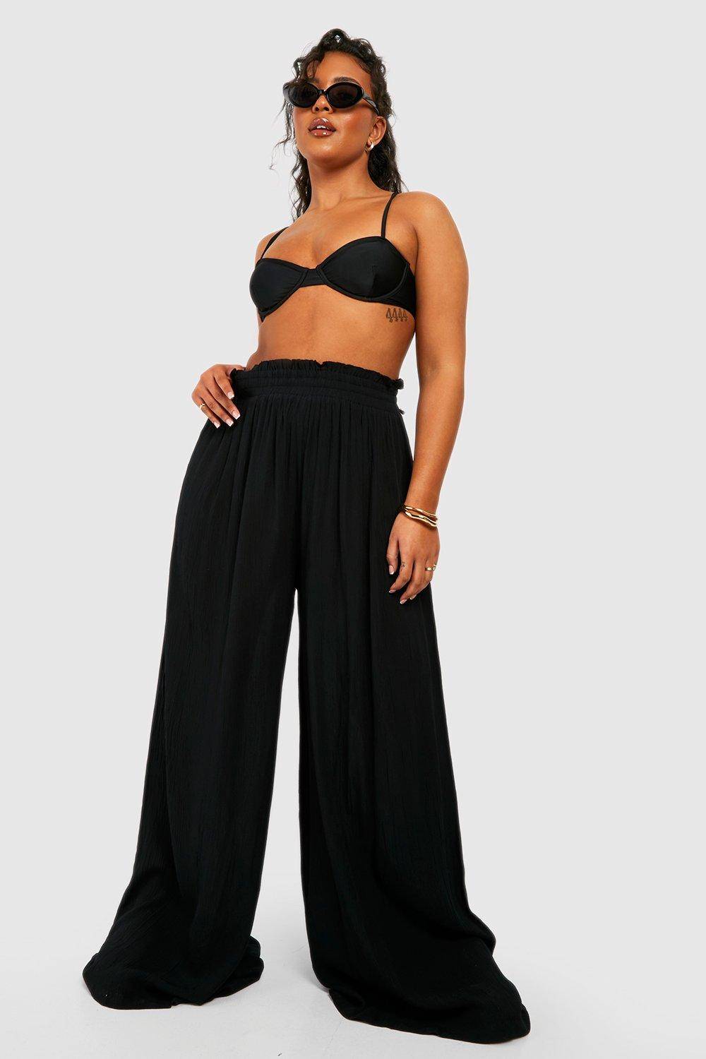 boohoo Plus Cheesecloth Beach Trousers