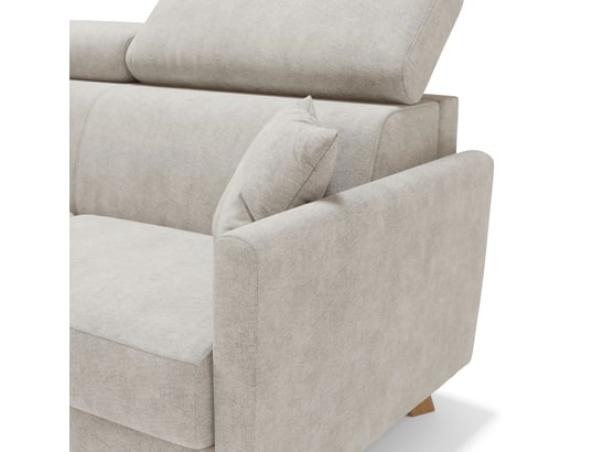 DIVANI.STORE - Canapé lit francy + têtières réglables blanc 3 places maxi