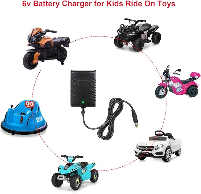 6V Battery Charger for Kids Ride On Toys car 6 Volt Battery Charger for Best Choice Products Hello Kitty SUV Kid Trax Toddler Quad Kidzone Bumper Car Electric Toys Charger