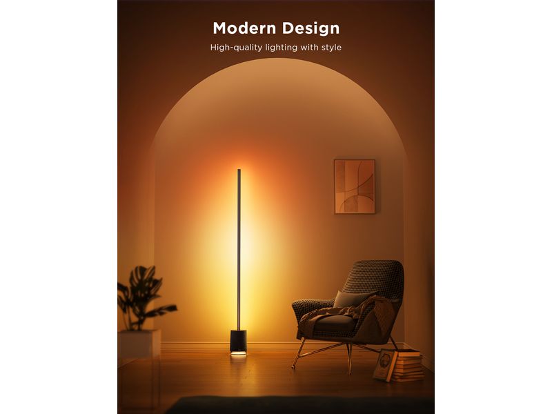Govee Lyra RGBICWW Eck-Stehleuchte mit Lautsprecher, Schwar Smarte Stehleuchte im modernem All-in-One-Design