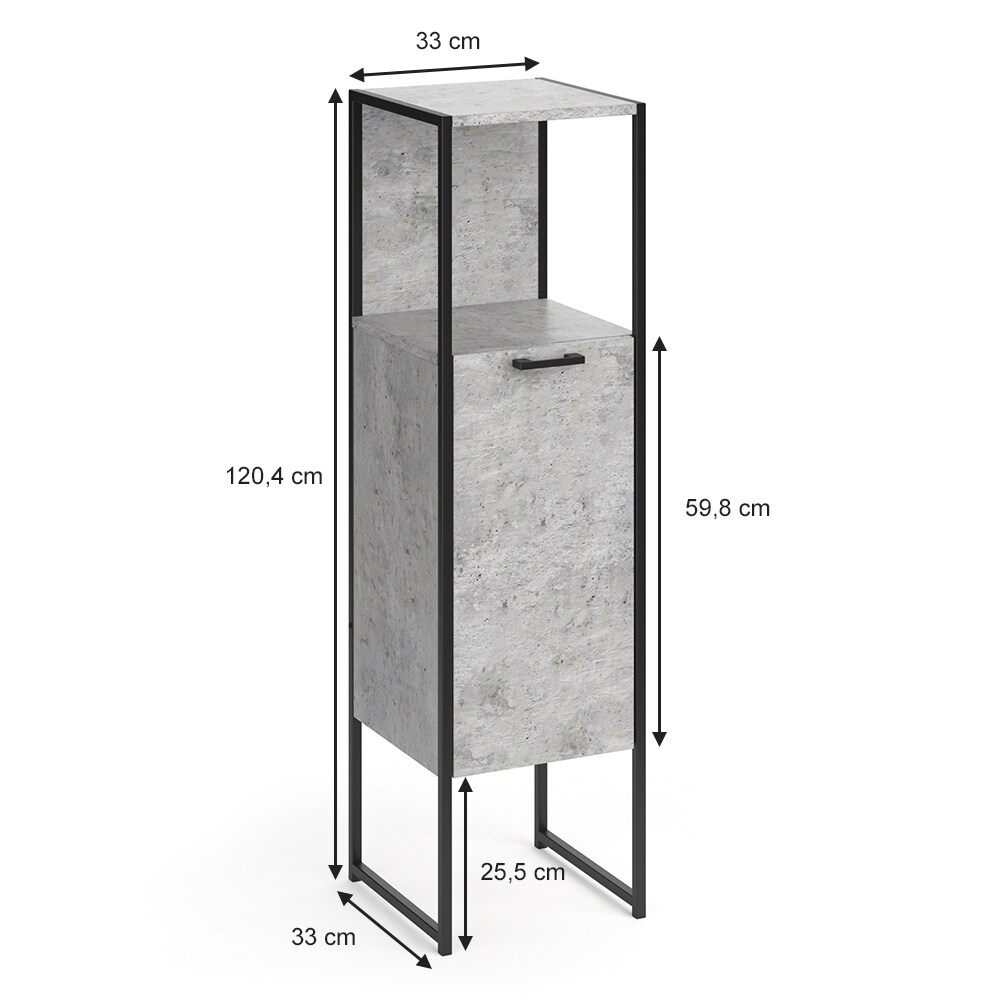 Vicco Badschrank Fyrk Beton Badezimmerschrank Midischrank Badregal 3 Fächer