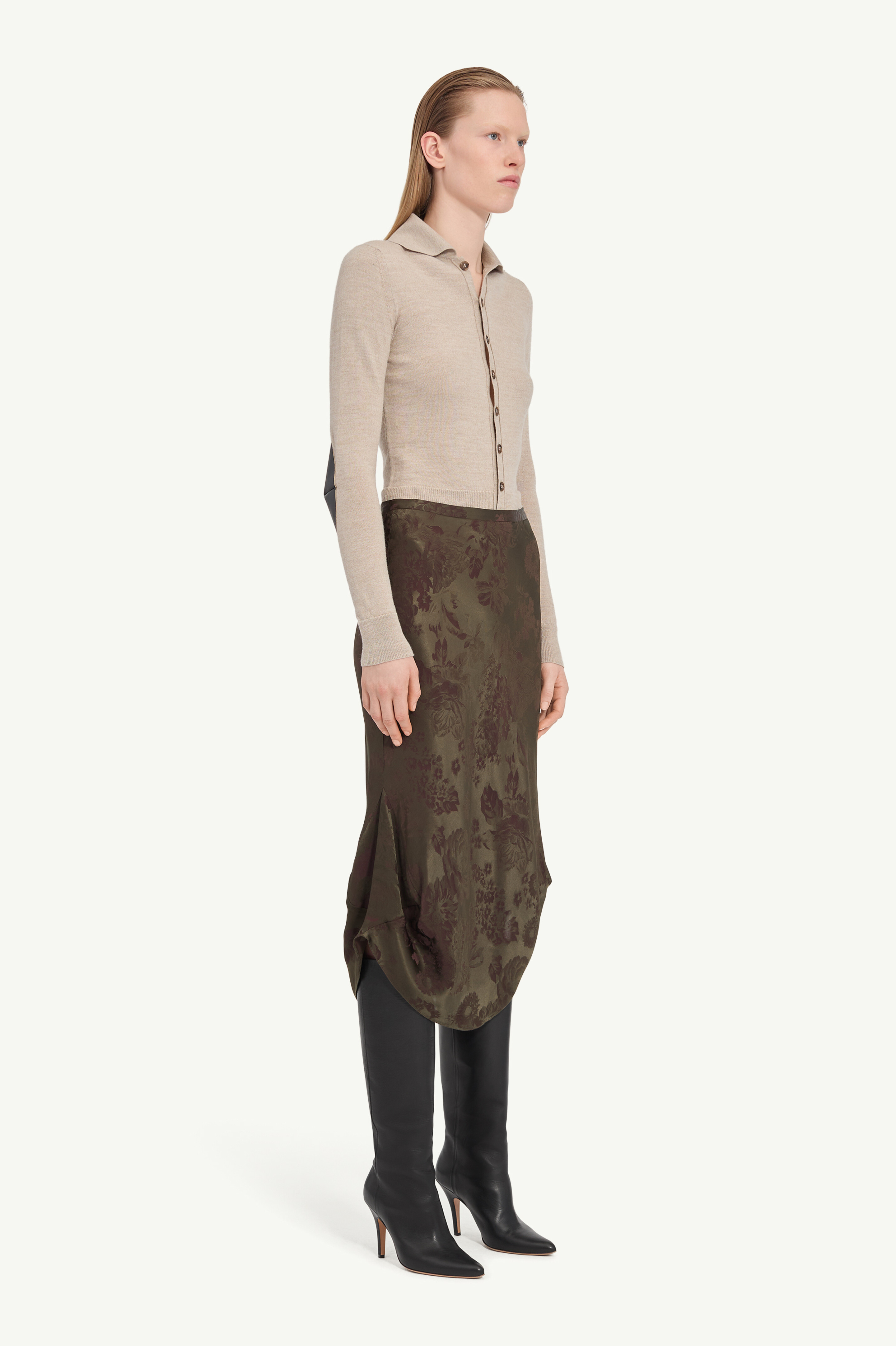 Jupe midi florale en mélange de viscose pour femme | MM6