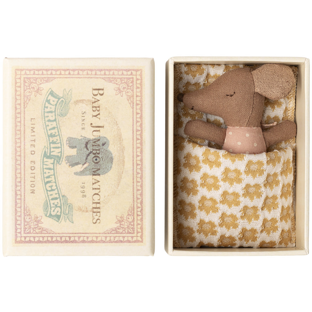 Køb Maileg Sleepy Wakey Baby Mus I Tændstikæske - Rosa