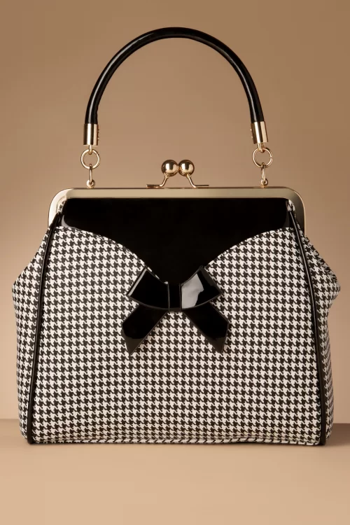 Banned Retro Marilyn Houndstooth handtas in zwart