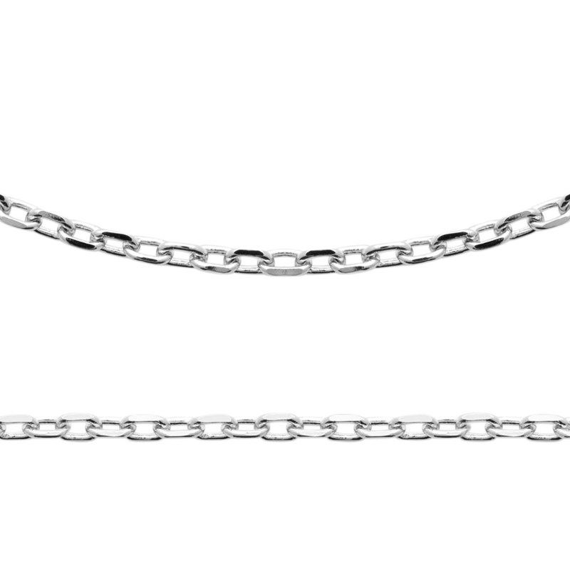 Chaine Mixte - Argent 925 - Chaîne forçat diamantée - Largeur : 2,6 mm - Longueur : 55 cm