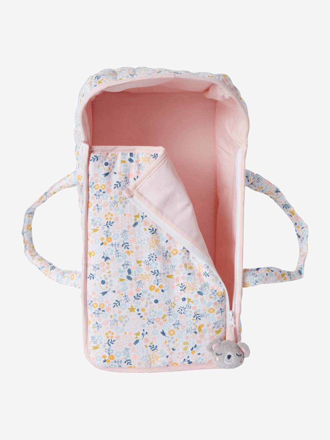 Cesta de boneca em gaze de algodão rosa