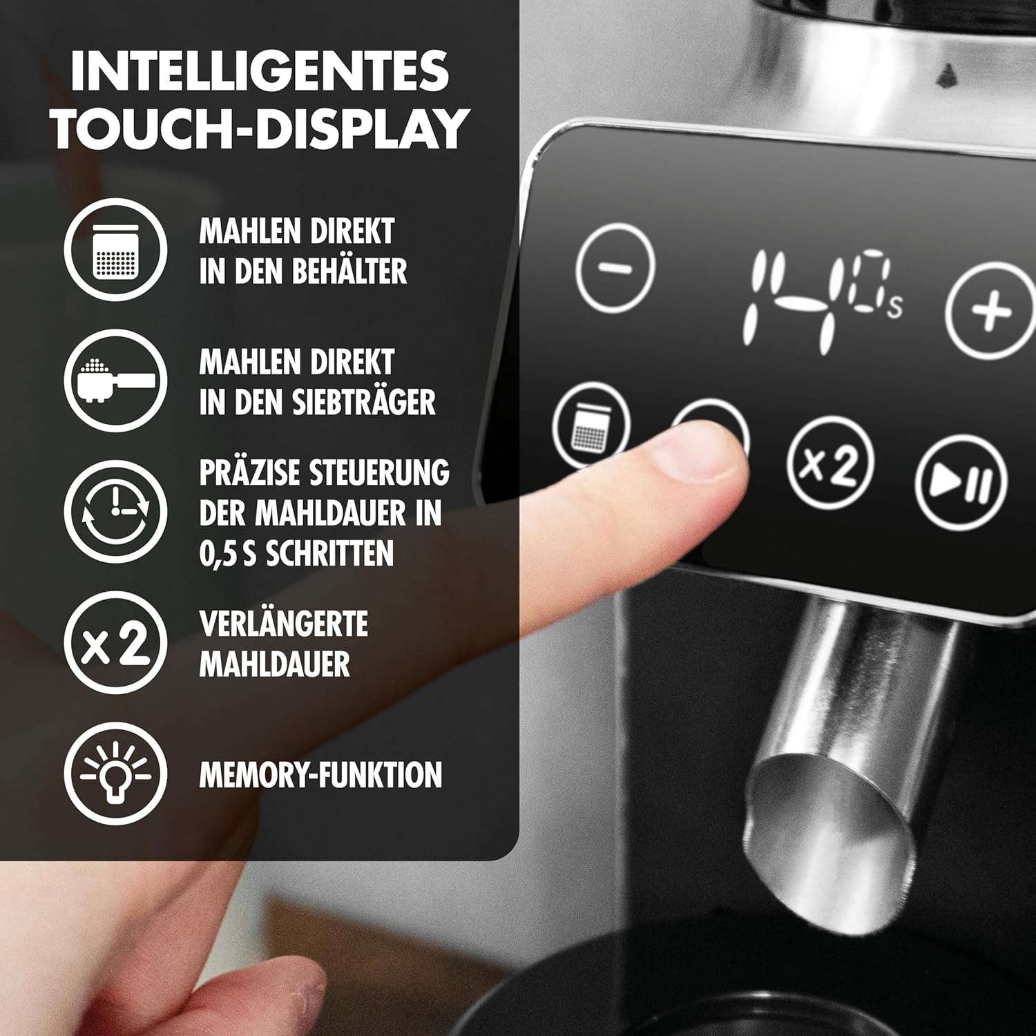 GASTROBACK Barista Kaffeemühle Elektrisch für Siebträgermaschine - 30 Stufen Mahlgrad Einstellbar, Kegelmühlen - Elektrische Kaffeemühle Kegelmahlwerk, Espressomühle Siebträger Kaffeemaschine