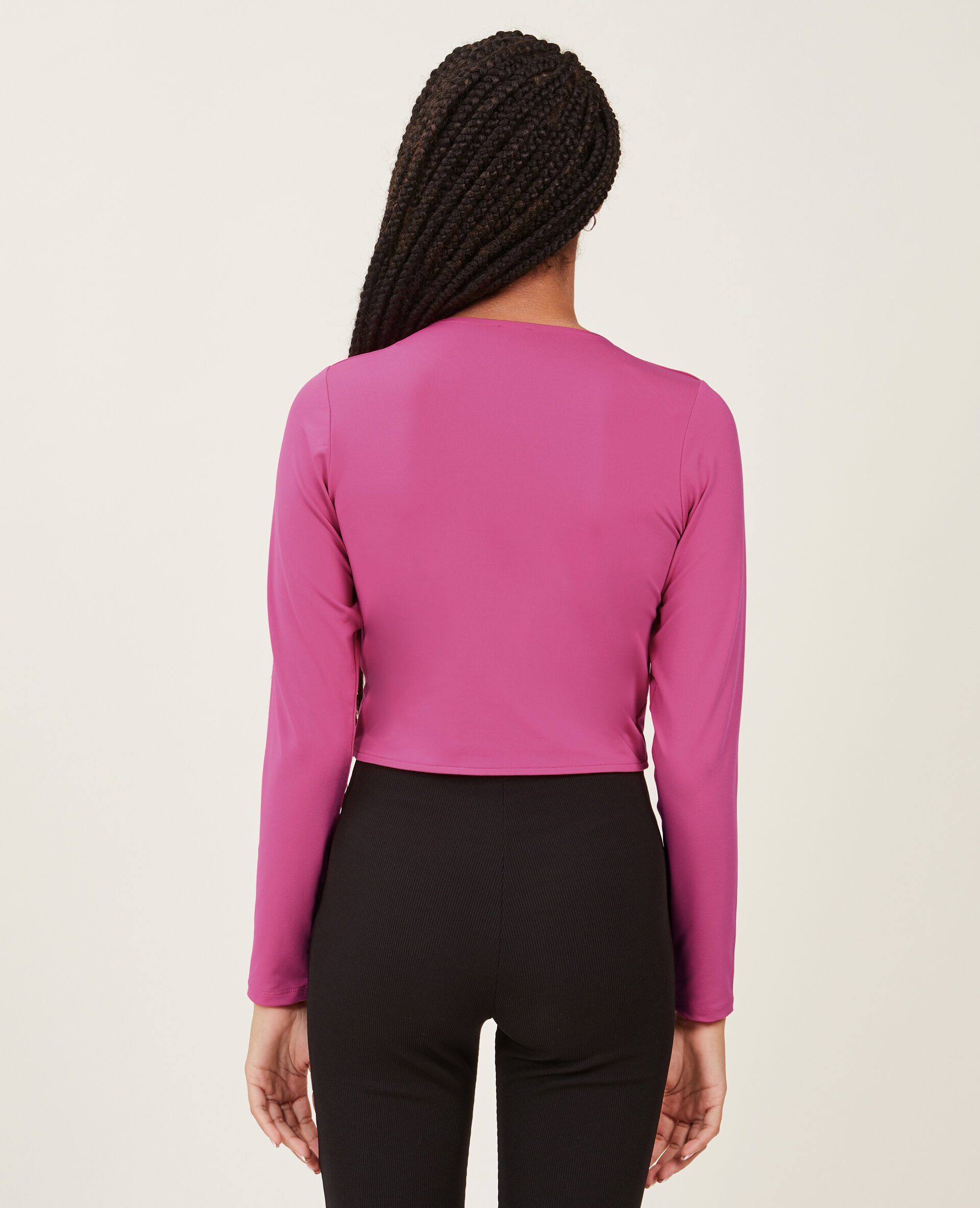 Top court avec laçage central - Rose fuchsia