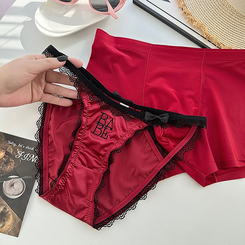 Pancherry - Matching set voor koppels: boxershort + strikbroekje