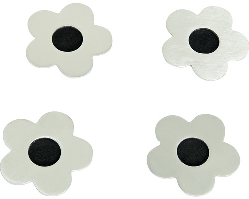 Magnetische tafelkleedgewichten, bloemenmotief, 4 stuks, zilver, 13x13 cm