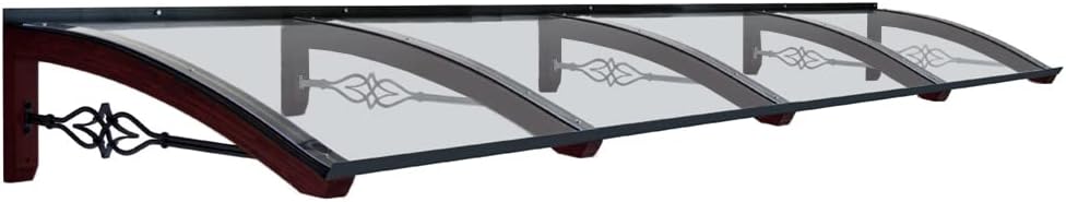 Vordach aus hölzern für den Außenbereich Farbe Dunkel nuss, Transparente kompakte Polycarbonatabdeckung, Modell Legno Stella, Haustür-Vordächer Größe 100 x 400 cm
