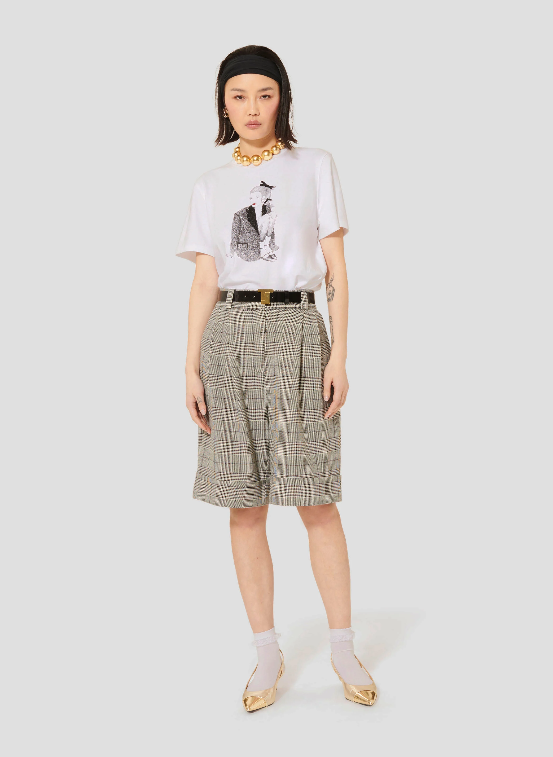 TARAGIRL - Tee-shirt col rond en coton| Blanc