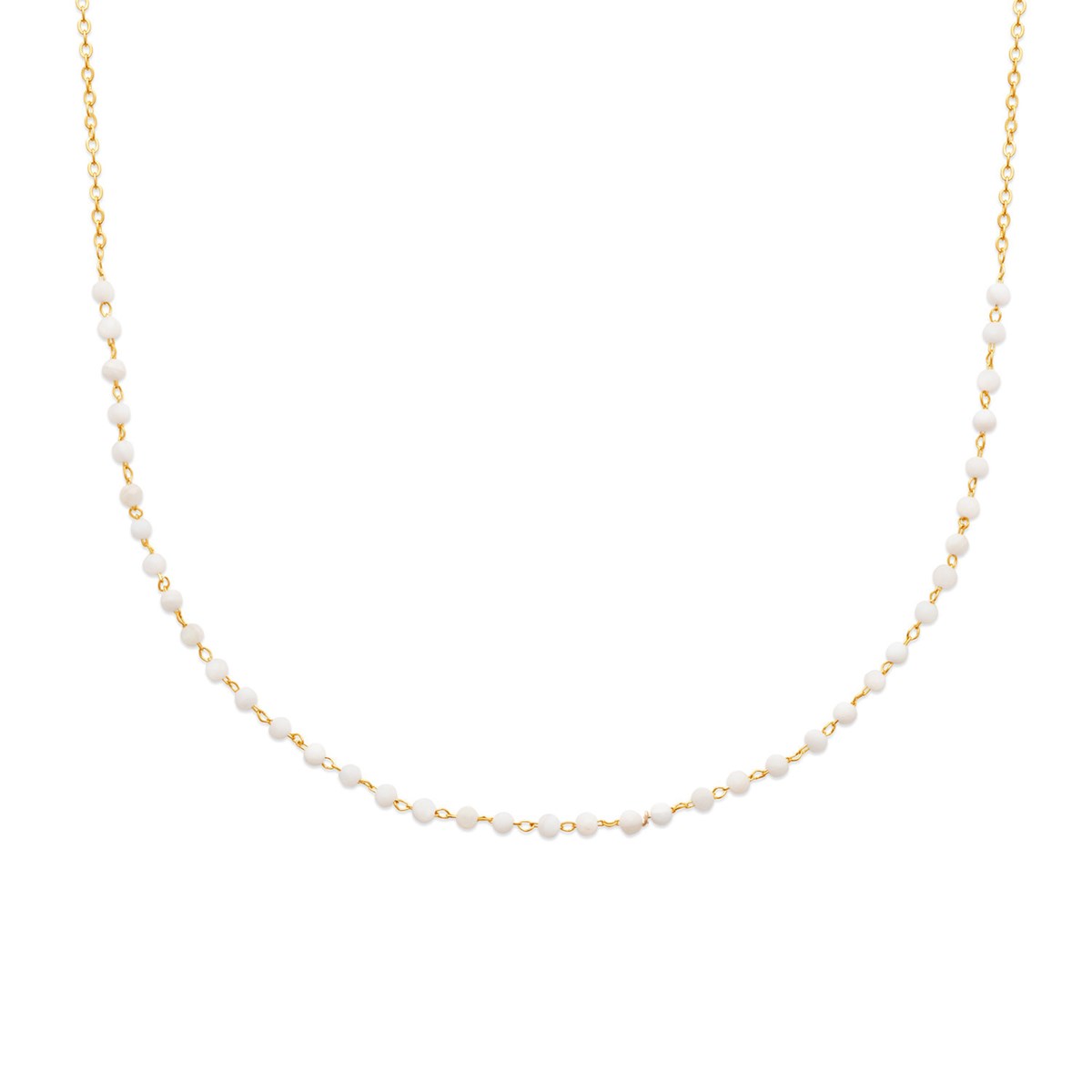Collier Brillaxis doré perles pierre de lune