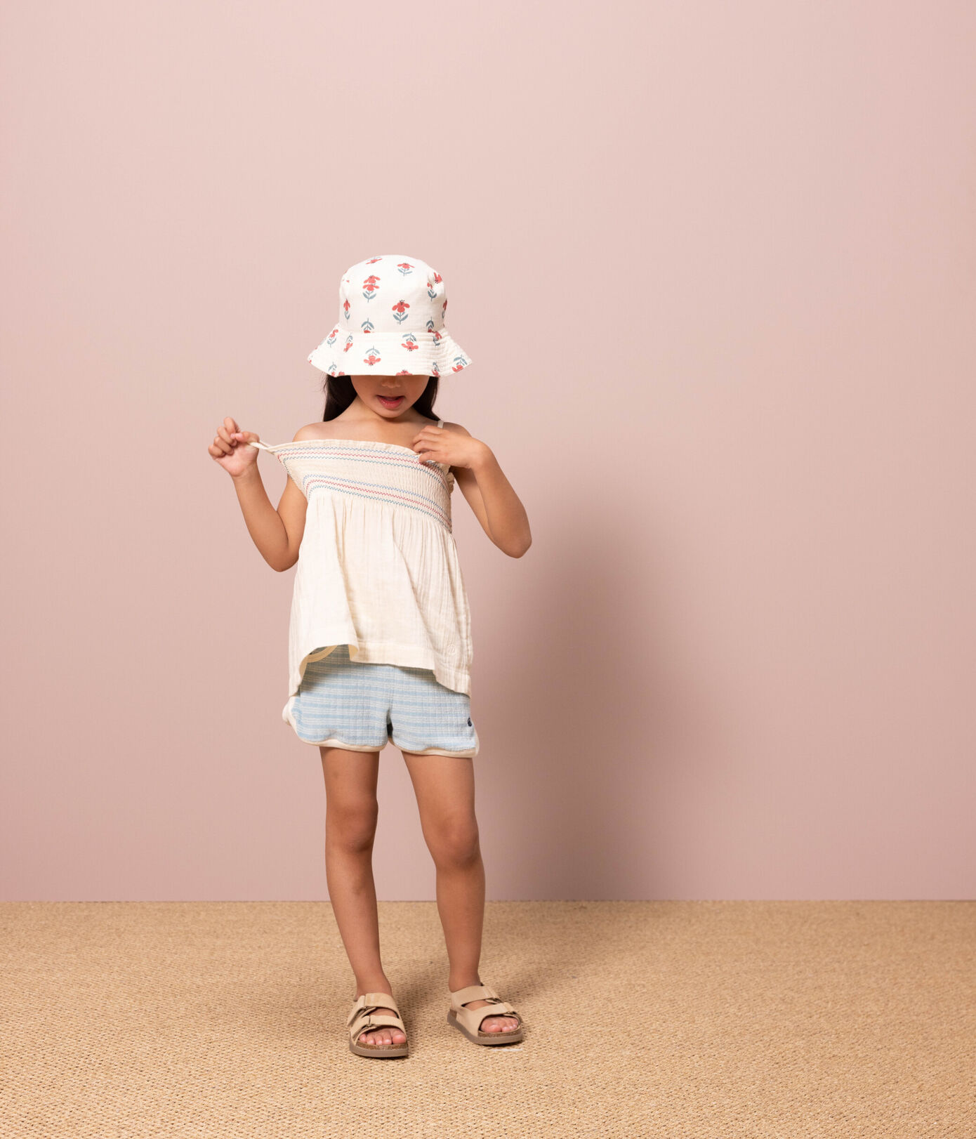 Short rayé en bouclette éponge enfant fille