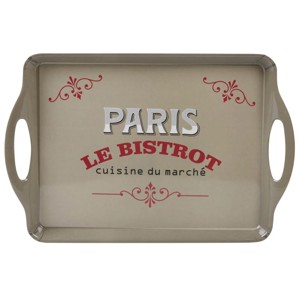 Plateau rectangulaire Paris le bistrot avec poignées