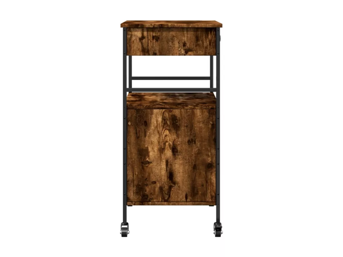Chariot de cuisine chêne fumé 56x43x89,5 cm bois d'ingénierie