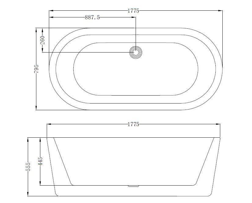 Best Design Black & White vrijstaand bad 178 x 80 x 55cm