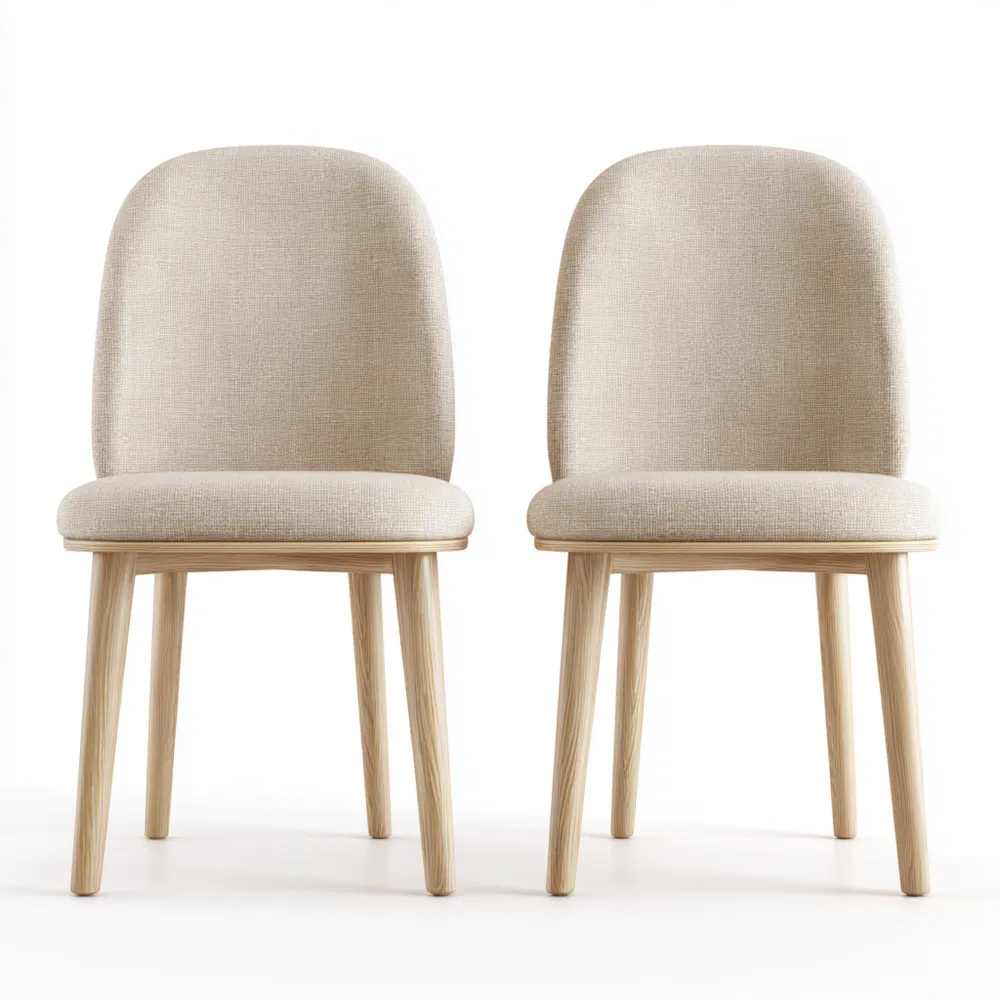 Esszimmerstuhl Set aus Stoff 45x55x85 cm - Beige - Skandinavisches Design