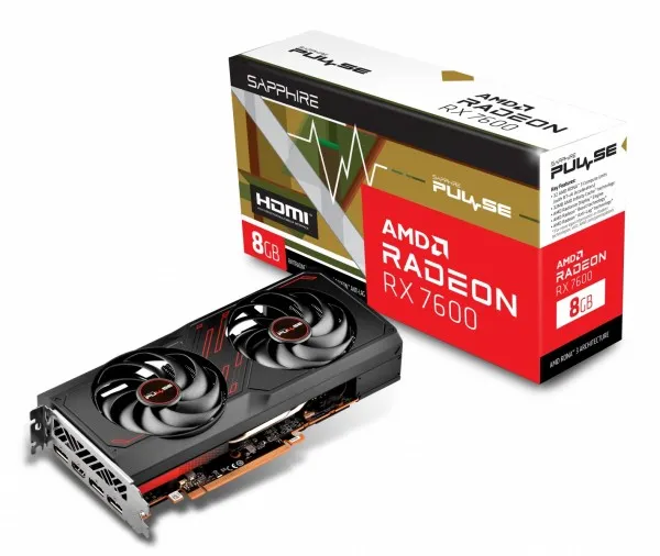 Sapphire Pulse Radeon RX 7600 - Grafikkort - Radeon RX 7600 - 8 GB GDDR6 - PCIe 4.0 x8 - HDMI, 3 x DisplayPort