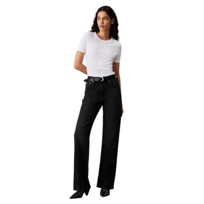 Tee-shirt à manches courtes femme Woven Label Rib Fitted CALVIN KLEIN
