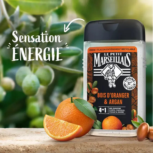Le Petit Marseillais Gel de banho masculino Flor de Laranjeira e Argan 250 ml