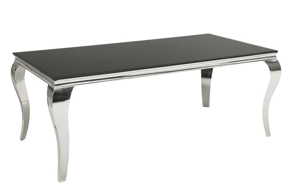 Eleganter Design Esstisch MODERN BAROCK 200cm schwarz Edelstahl Opalglas Tischplatte
