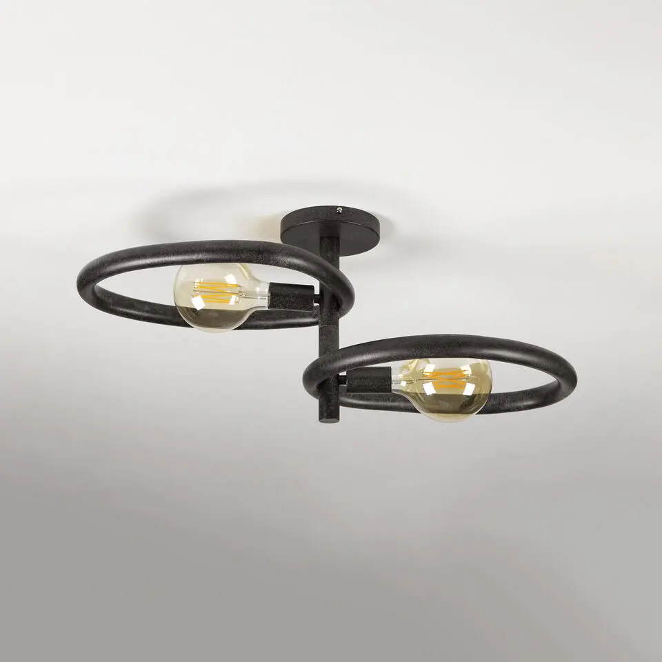 Hoyz Collection - Plafondlamp Pebble 2-lichts - Artic Zwart