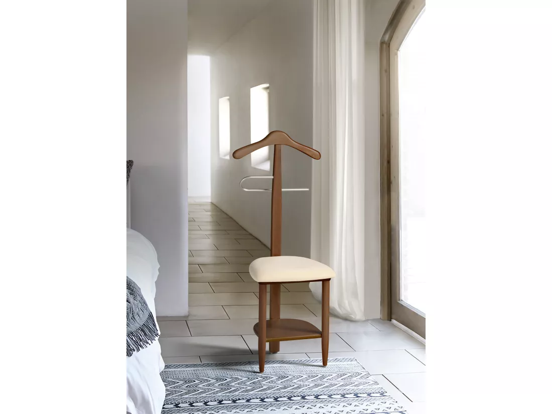 Valet de nuit - H105cm x L45cm x P41cm - hêtre massif noyer - Sedie