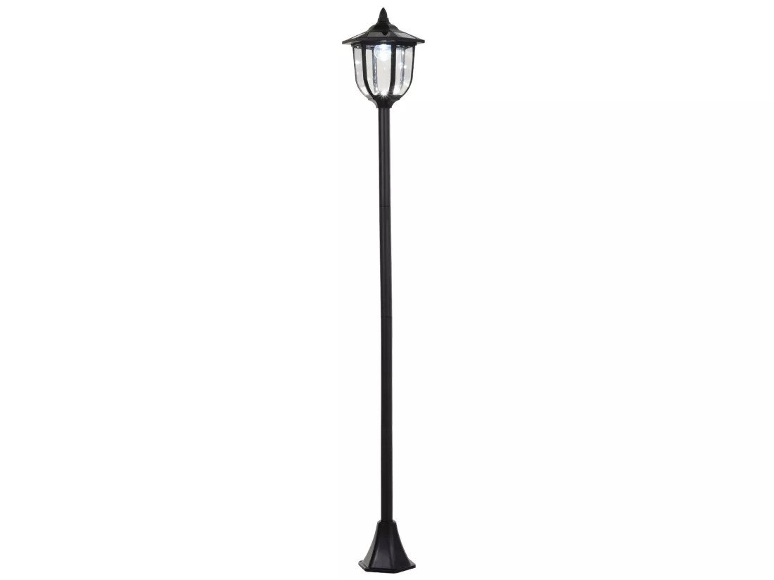 Outsunny Luminaire extérieur solaire lampadaire lanterne classique LED 60 Lm max. dim. 26L x 26l x 177H cm noir
